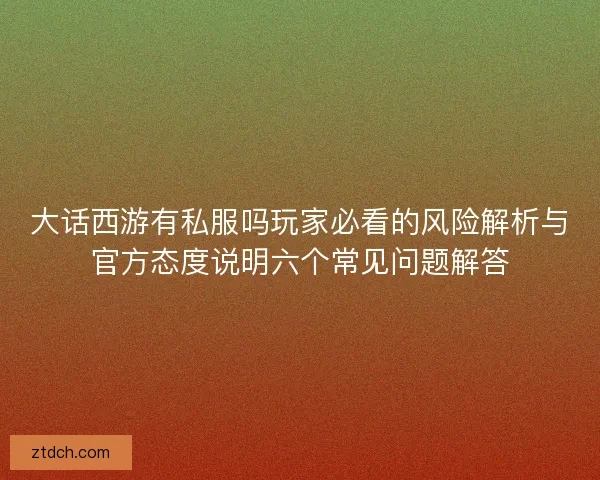 大话西游有私服吗玩家必看的风险解析与官方态度说明六个常见问题解答